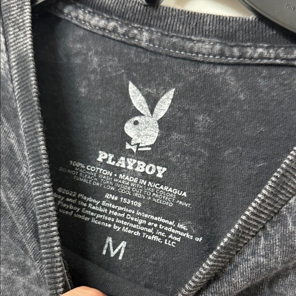PLAYBOY Black Tee with Pink Logo - Picture 2 of 3